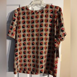 NWT Notations Vintage Women’s Short-Sleeve Blouse Geometric Pattern Size Medium